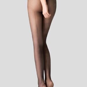 BNIB Fogal GOLDENLINE Tights 10 denier Black W/Swarovski Crystal Seam SMALL $15